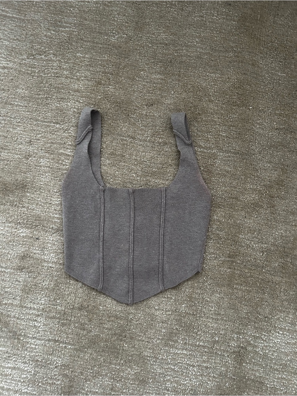 Rumored Taupe Knit Corset-Style Crop Top